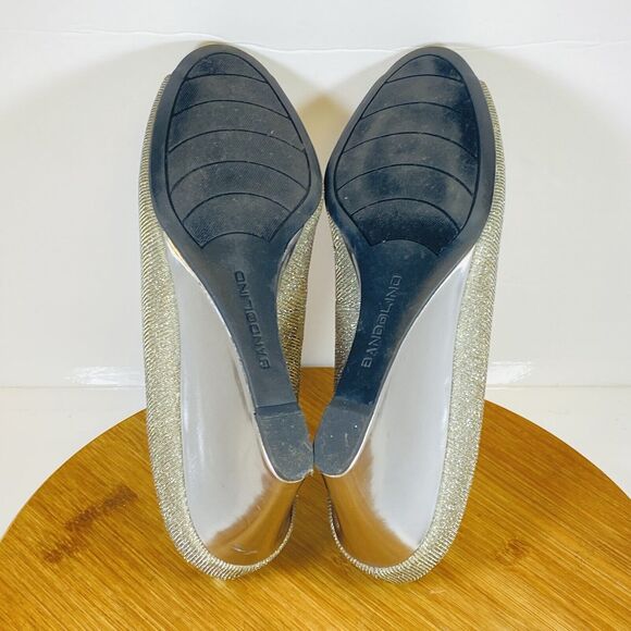 Bandolino Womens BDTufflove Wedge Heel Metallic Silver Sparkle Peep Toe Sz 8.5M - Picture 11 of 11